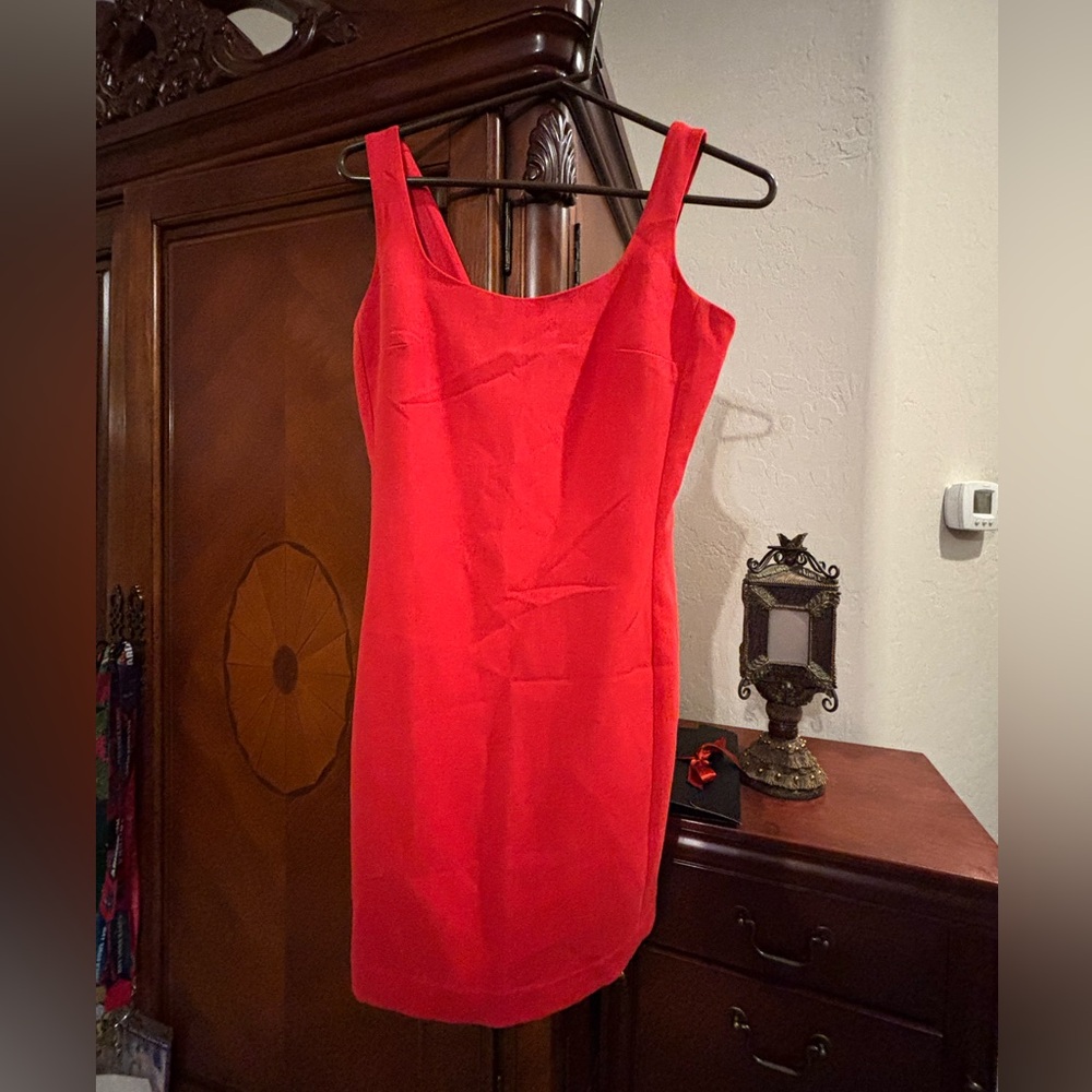 Armani Exchange Bold Red Sleeveless Sheath Dress
